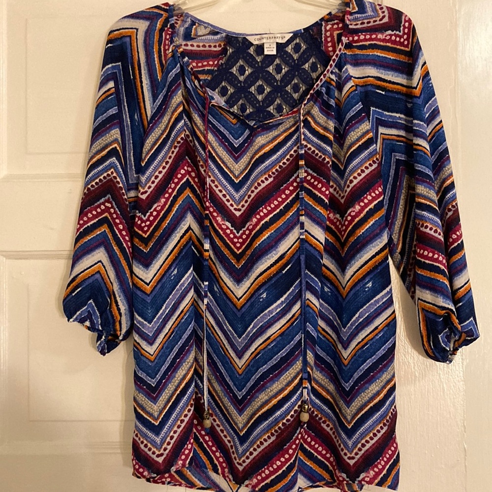Blue and purple blouse